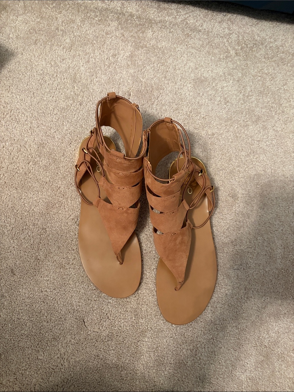 Aldo Womens Tan Suede Gladiator Toe-Post Sandals Size 11 New
